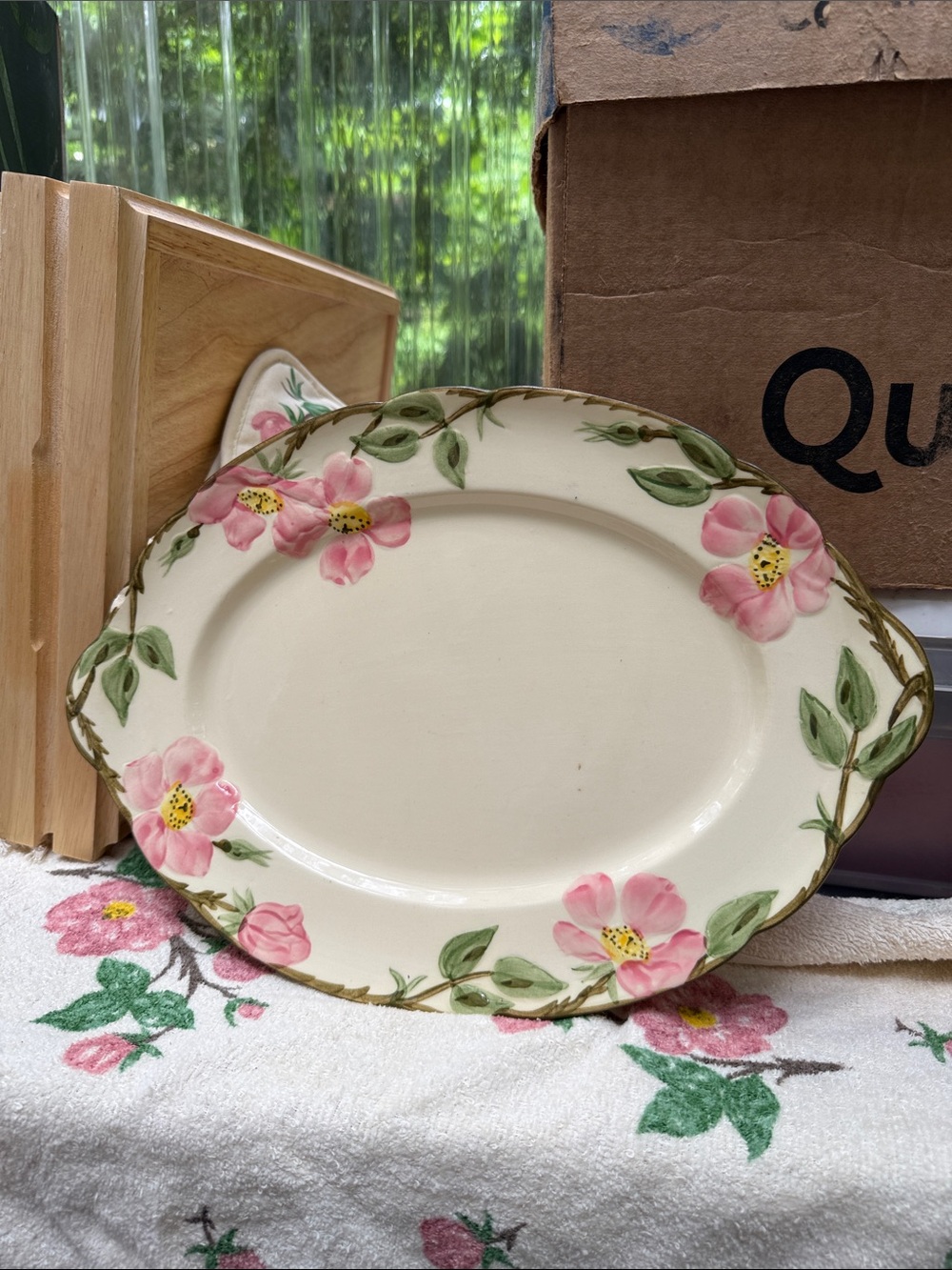 Franciscan Pink Floral Cream Ceramic Serving Platter
